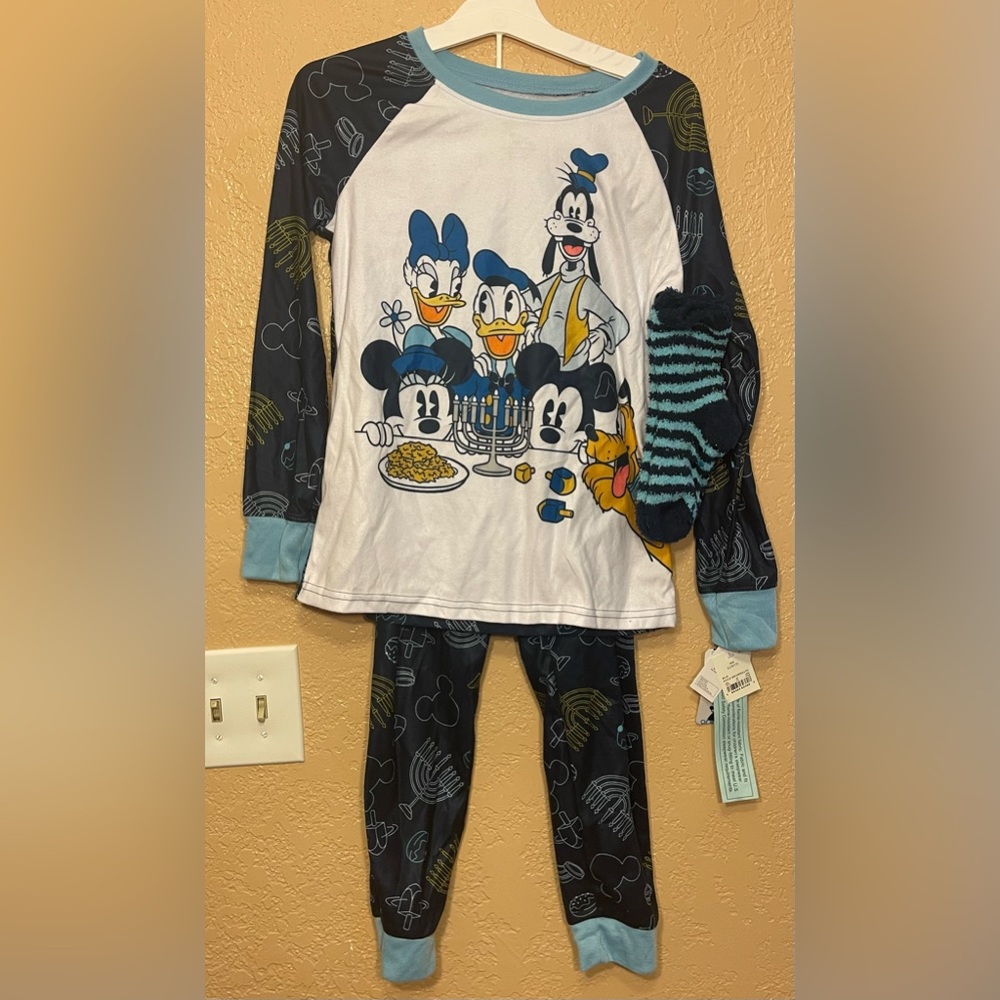 Disney Girls Large Minnie Mouse Hanukkah 3pc Pajama Set